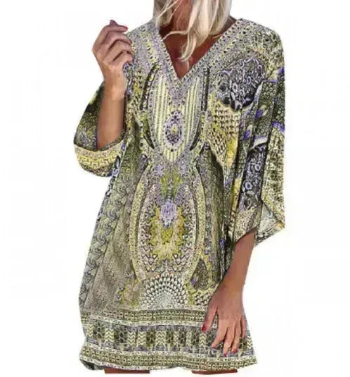 European and American Summer Bohemian Printed Casual Dress