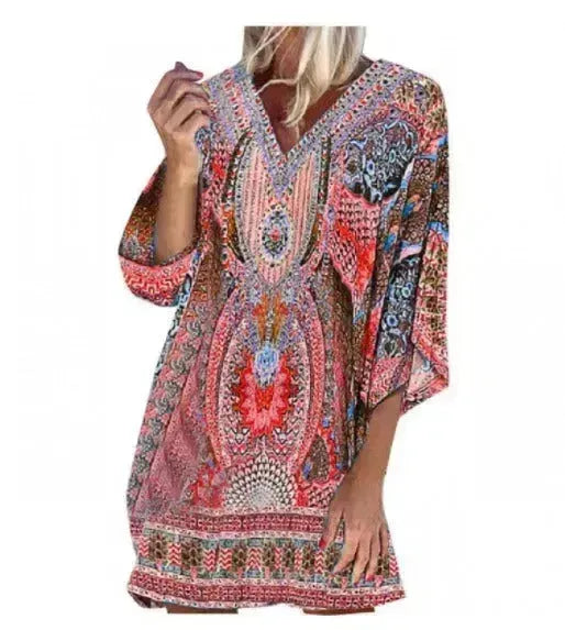 European and American Summer Bohemian Printed Casual Dress