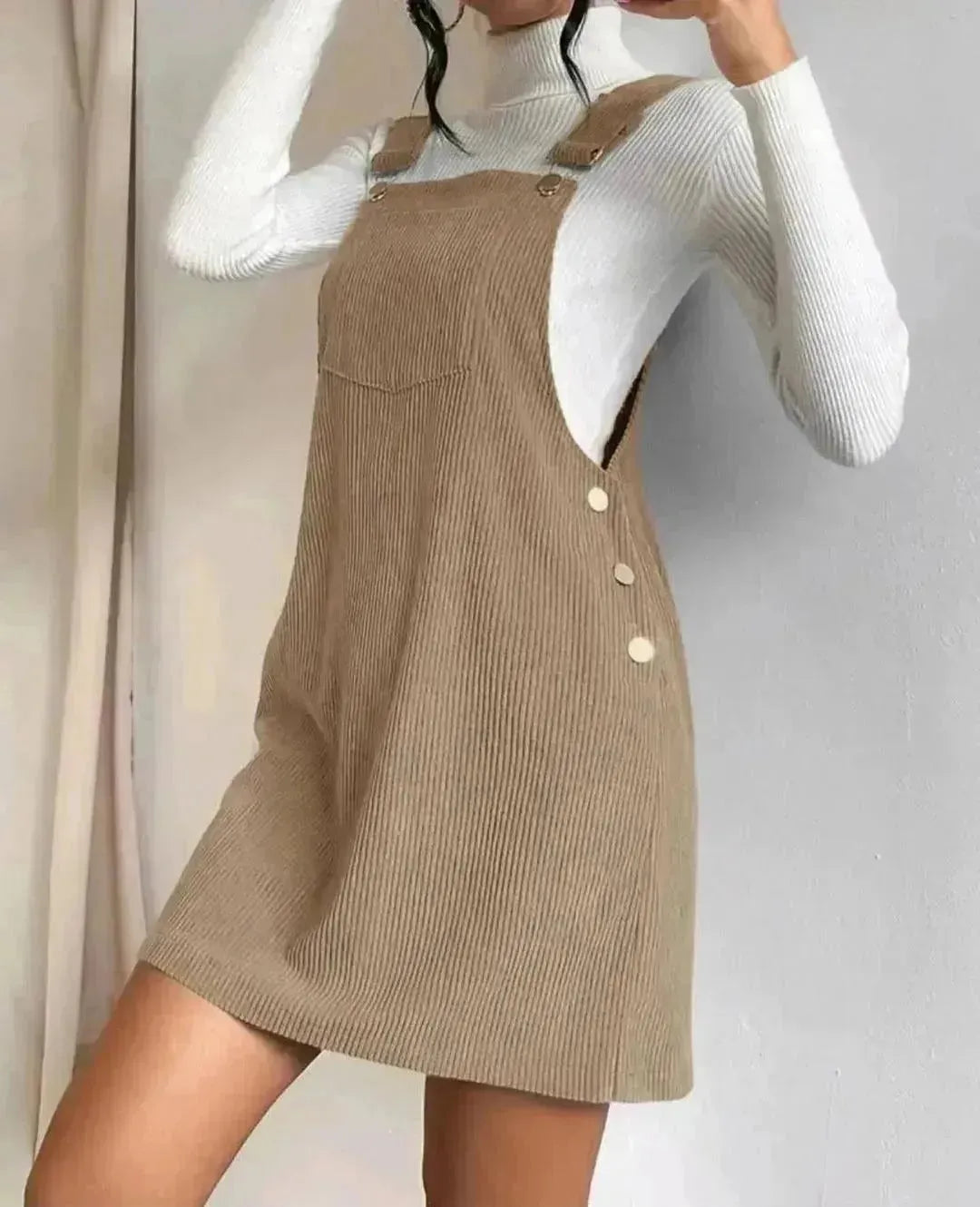 Corduroy loose sleeveless slip dress
