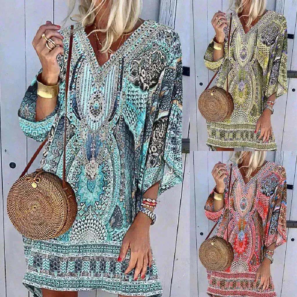 European and American Summer Bohemian Printed Casual Dress
