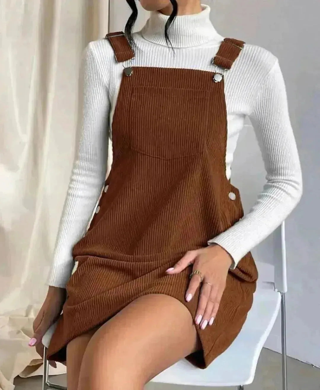 Corduroy loose sleeveless slip dress
