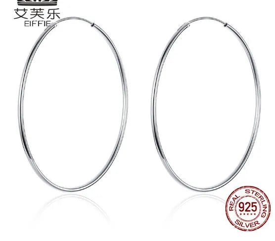 Popular Stud Earrings Large Circle Earrings Simple Fashion Platinum Plated Sterling Silver S925 Earrings - Scarlett Rolling