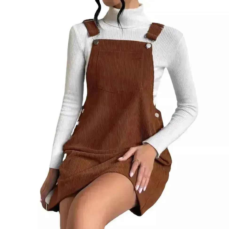 Corduroy loose sleeveless slip dress