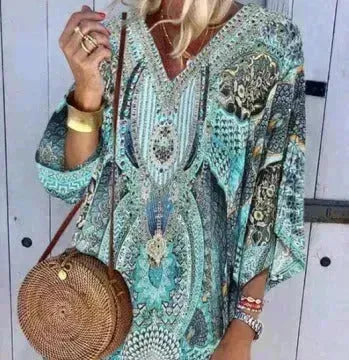 European and American Summer Bohemian Printed Casual Dress