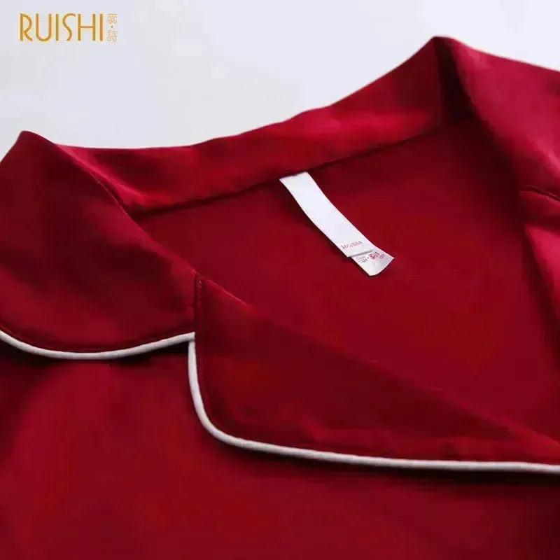 J&Q Christmas Couple Matching Silk Pajamas for men and women