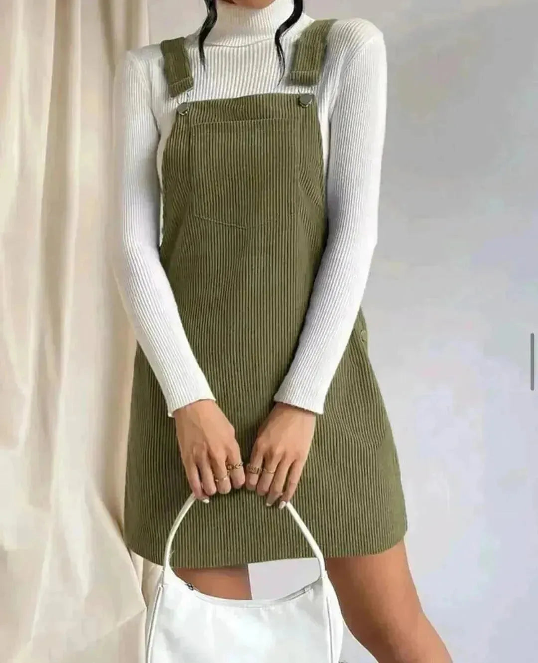Corduroy loose sleeveless slip dress