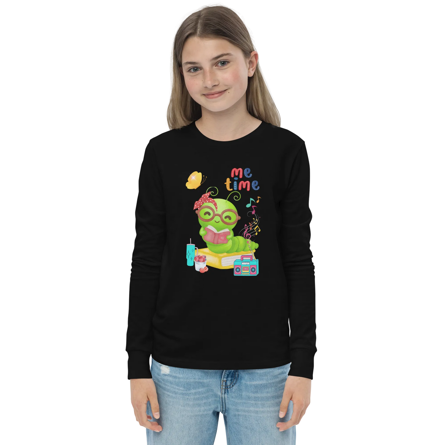 Me Time Glow Worm Youth Long Sleeve Tee