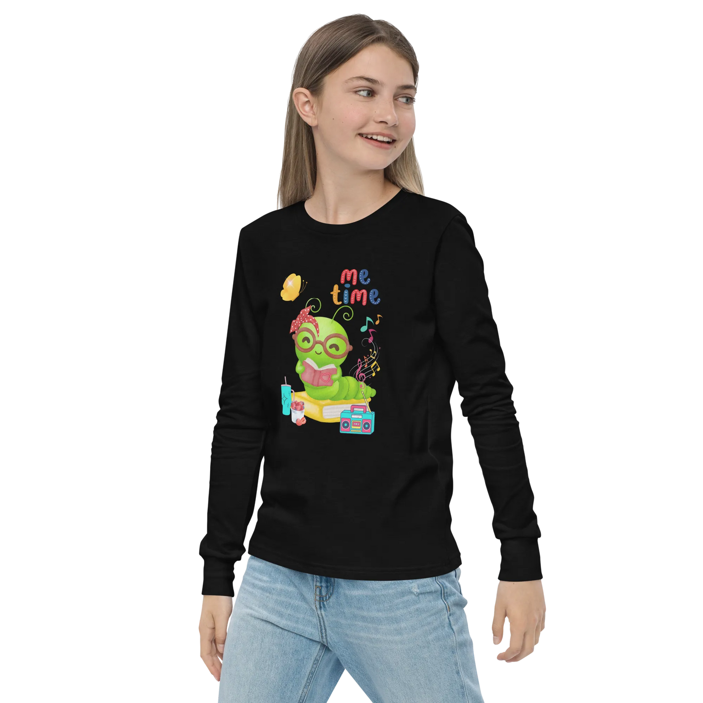 Me Time Glow Worm Youth Long Sleeve Tee