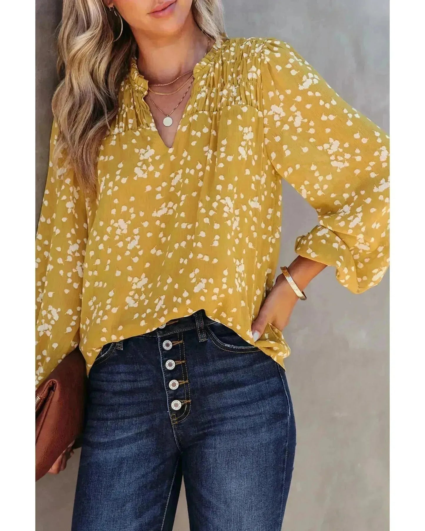 Azura Exchange Printed Crinkled Blouse - S - Scarlett Rolling
