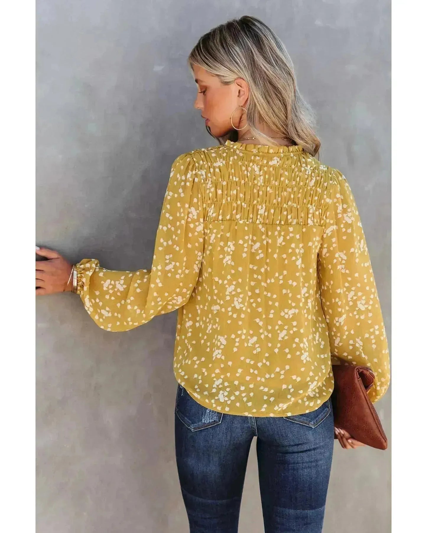 Azura Exchange Printed Crinkled Blouse - S - Scarlett Rolling