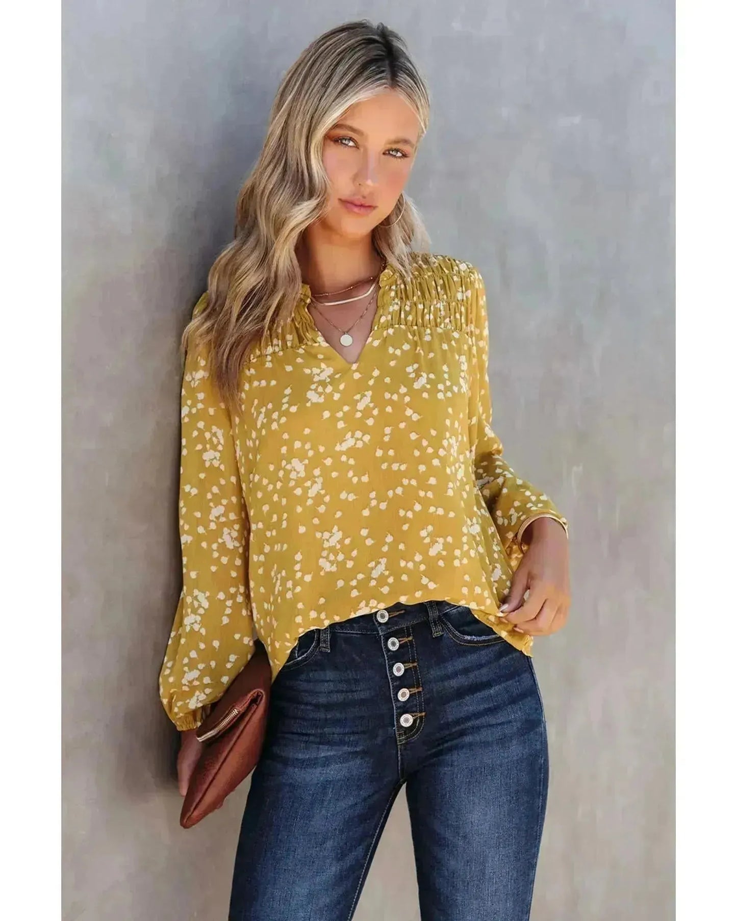 Azura Exchange Printed Crinkled Blouse - S - Scarlett Rolling