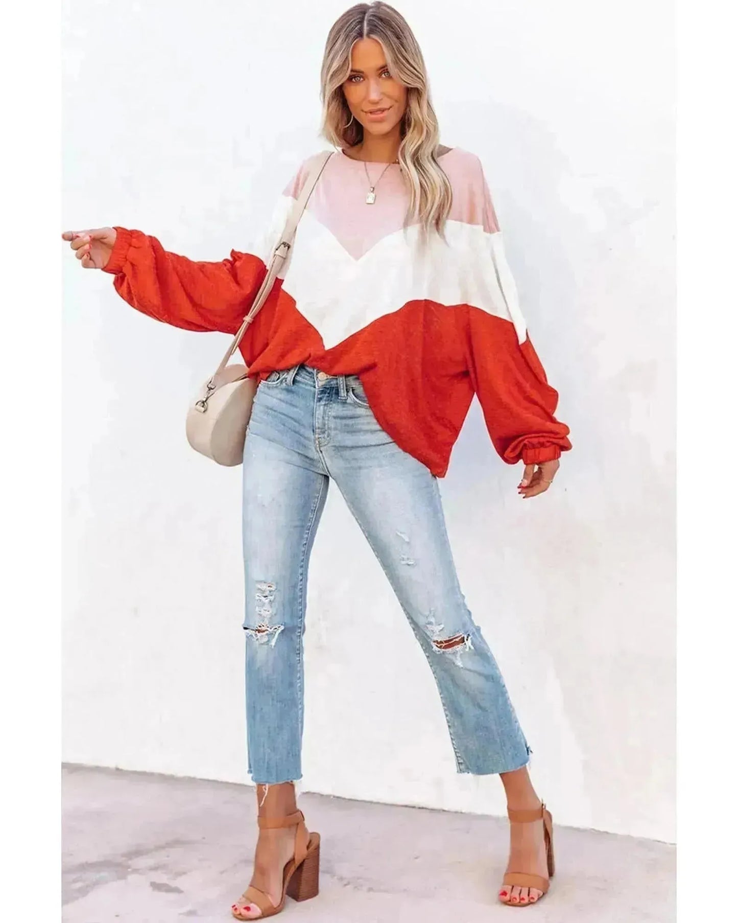 Azura Exchange Chevron Knit Top - S - Scarlett Rolling