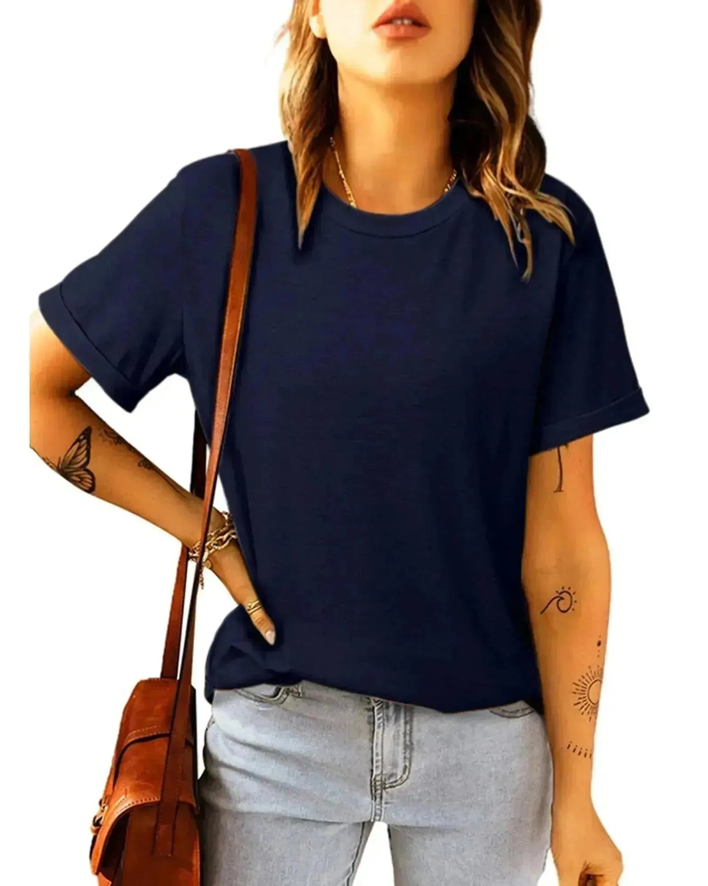 Azura Exchange Modern Crew Neck Tee - S - Scarlett Rolling