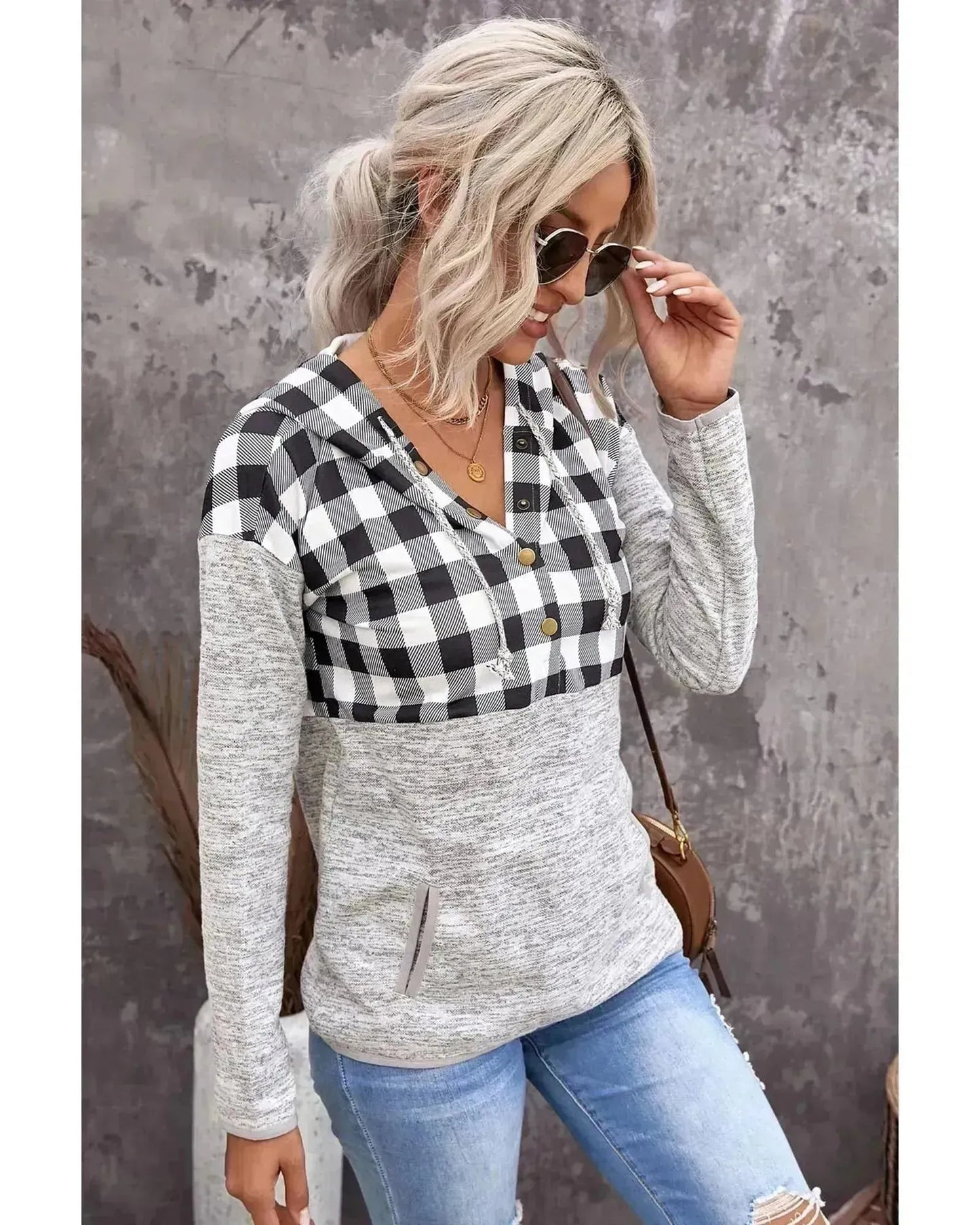 Azura Exchange Plaid Hoodie with Pocket Detailing - S - Scarlett Rolling