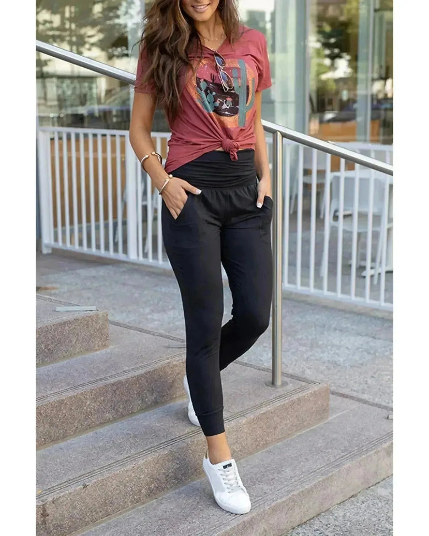 Azura Exchange Pleated Pocket Leggings - S - Scarlett Rolling