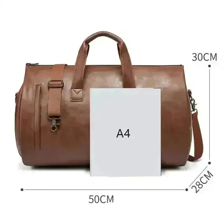 Purple PU Leather Travel Duffel Bag - Large Capacity Waterproof Suit Bag with Shoe Compartment - Scarlett Rolling