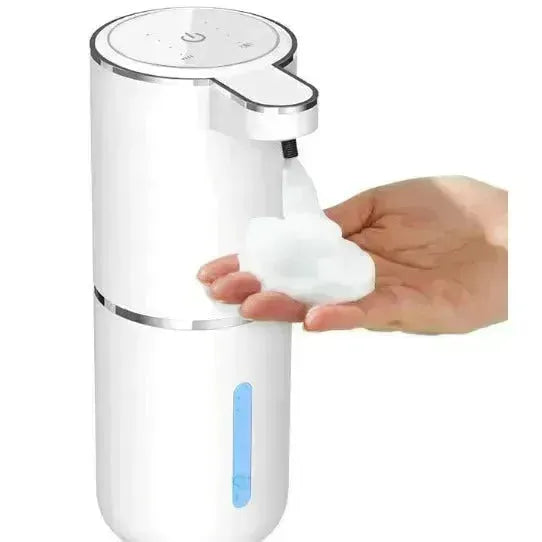 White Automatic Foaming Soap Dispenser with Rechargeable Battery, Touch Control, and 380ml Capacity - IPX5 Waterproof - Scarlett Rolling