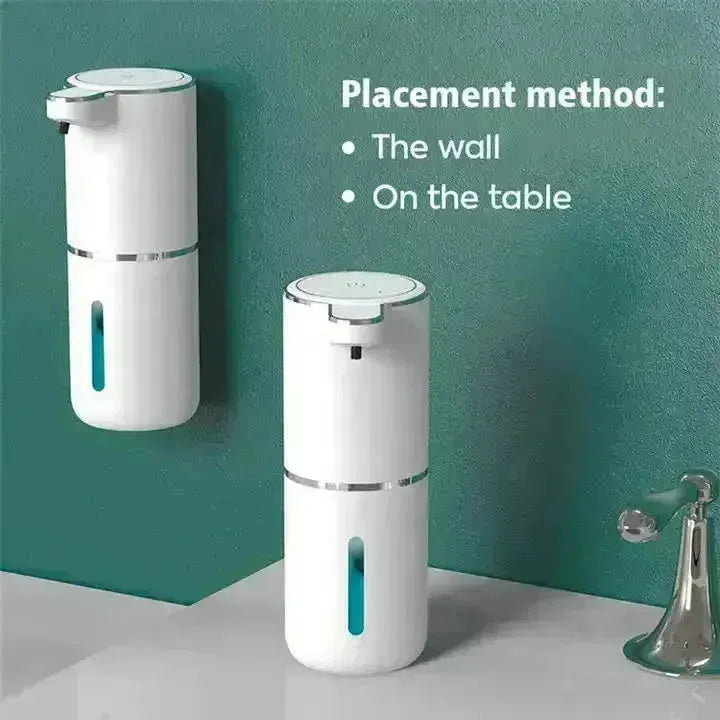 White Automatic Foaming Soap Dispenser with Rechargeable Battery, Touch Control, and 380ml Capacity - IPX5 Waterproof - Scarlett Rolling