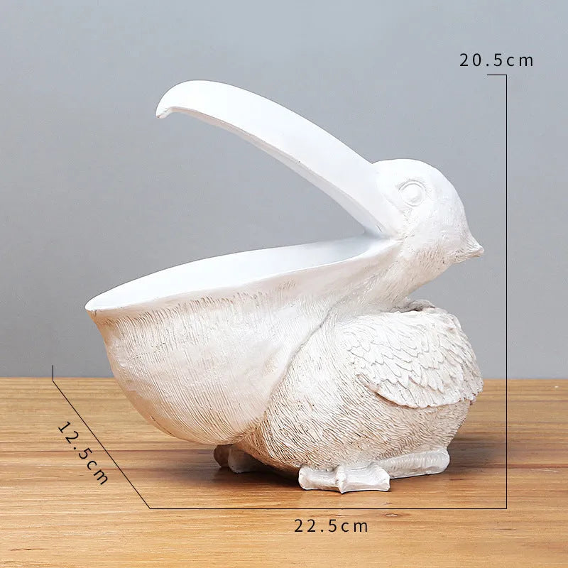 White Pelican Resin Decor Bowl - Unique Key, Candy, and Storage Organizer for Home Decoration - Scarlett Rolling