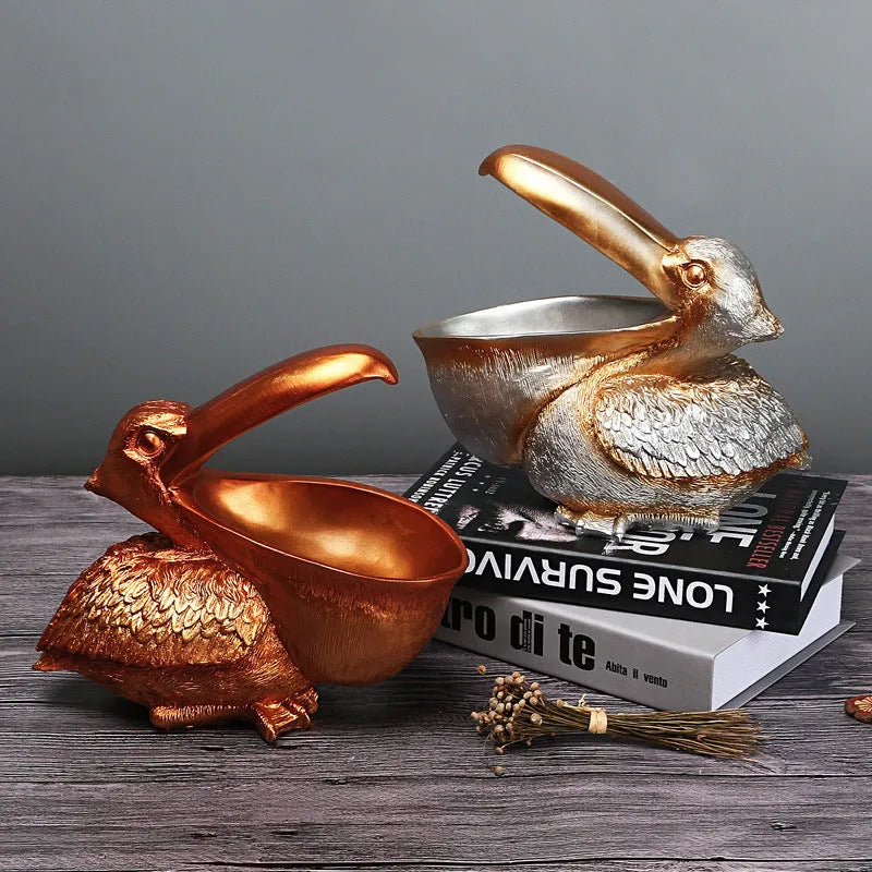White Pelican Resin Decor Bowl - Unique Key, Candy, and Storage Organizer for Home Decoration - Scarlett Rolling