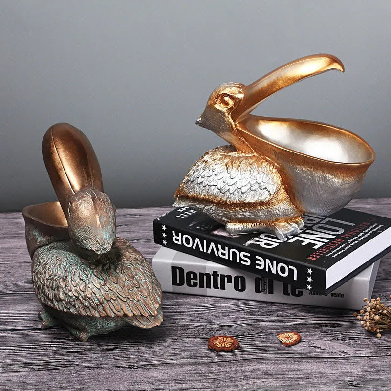 White Pelican Resin Decor Bowl - Unique Key, Candy, and Storage Organizer for Home Decoration - Scarlett Rolling