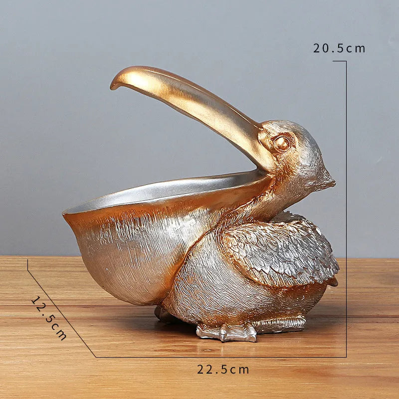 Silver Pelican Resin Decor Bowl - Unique Key, Candy, and Storage Organizer for Home Decoration - Scarlett Rolling