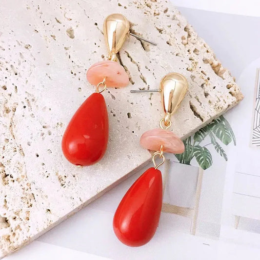 Summer Colorful Enamel Water Drop Earring for Women