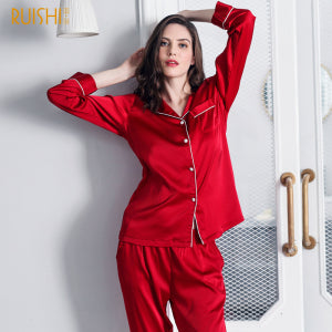 J&Q Christmas Couple Matching Silk Pajamas for men and women