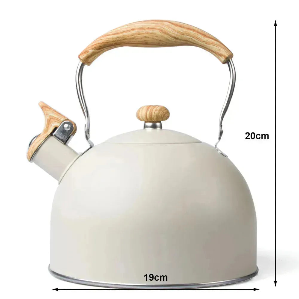 2.5 Liter Tea Whistling Kettle Stainless Steel Modern Whistling Tea Pot for Stovetop Cream - Scarlett Rolling