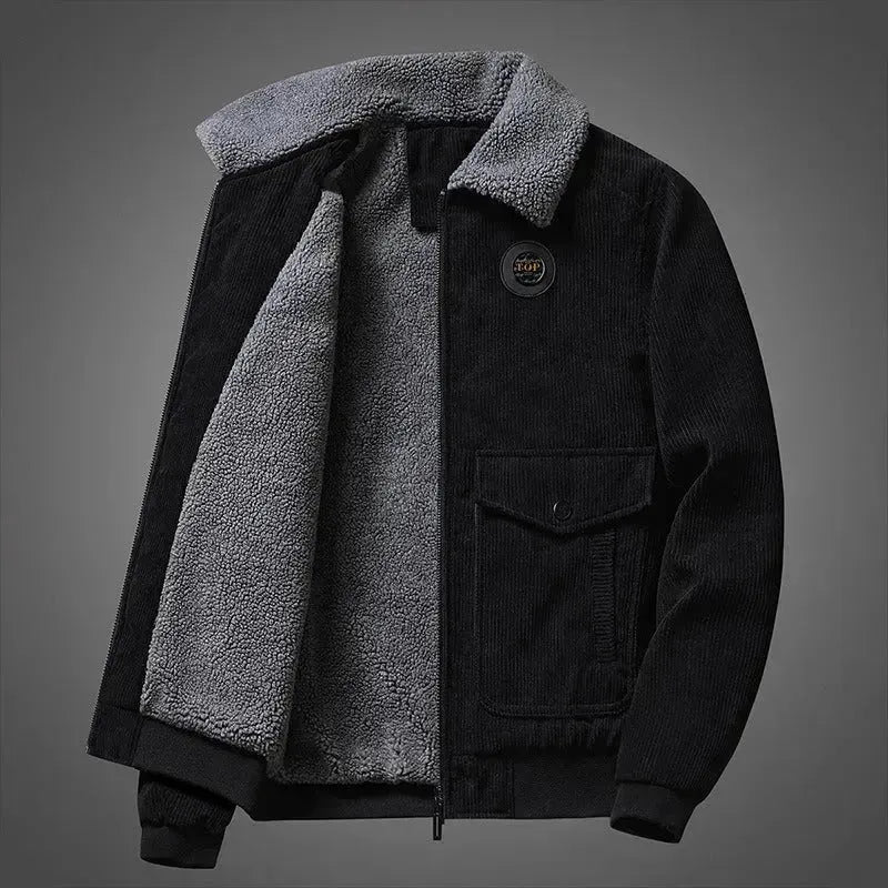 Men's Winter Korean Style Casual Corduroy Lapel Jacket