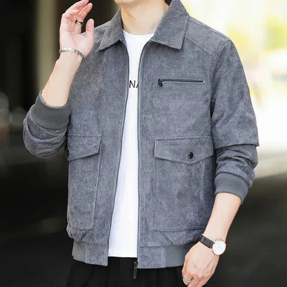 Men's Winter Korean Style Casual Corduroy Lapel Jacket