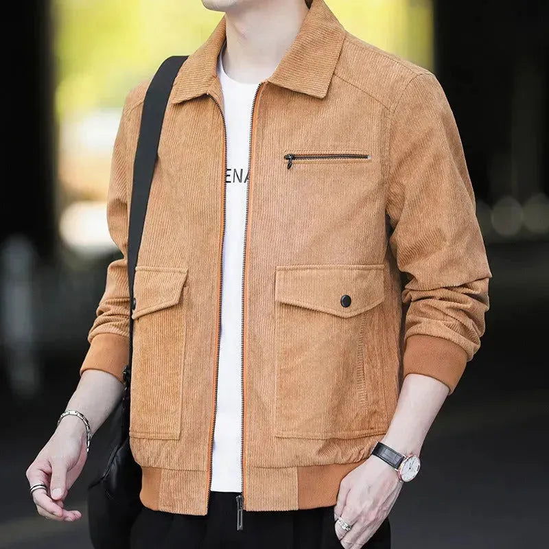 Men's Winter Korean Style Casual Corduroy Lapel Jacket