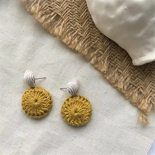 Fashion Jewelry Vintage Round Heart Drop Earrings for Womens Winter Woolen Yarn Earring Brincos Gift Party Accessories - Scarlett Rolling