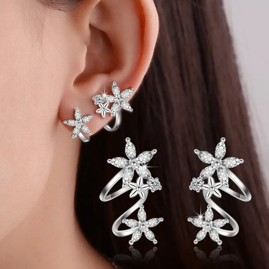 XIYANIKE 925 Sterling Silver CZ Zircon Butterfly Star Flower Stud Earrings