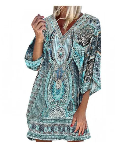 European and American Summer Bohemian Printed Casual Dress