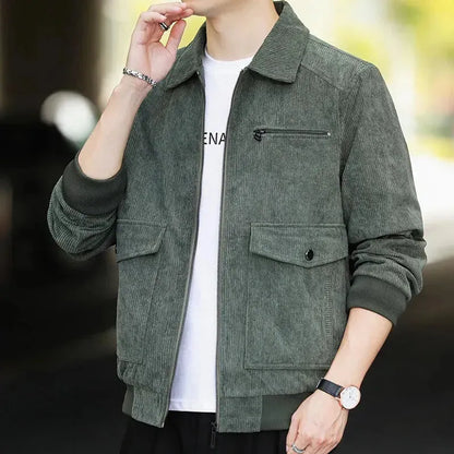 Men's Winter Korean Style Casual Corduroy Lapel Jacket