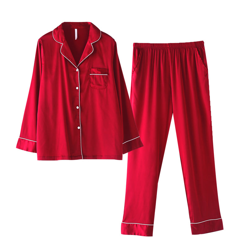 J&Q Christmas Couple Matching Silk Pajamas for men and women