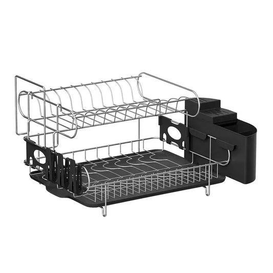 Cefito Dish Rack Drying Drainer Cup Holder Cutlery Tray Kitchen Organiser 2-Tier - Scarlett Rolling