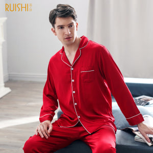 J&Q Christmas Couple Matching Silk Pajamas for men and women