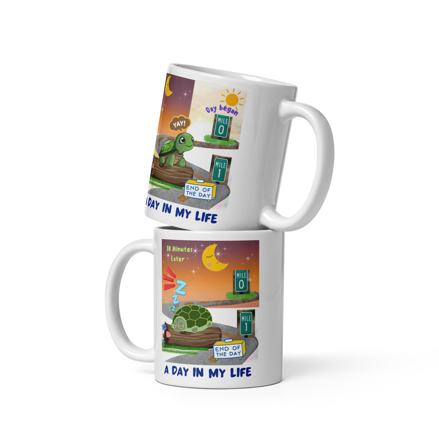 A Day In My Life Cutie Tortoise White Glossy Mug