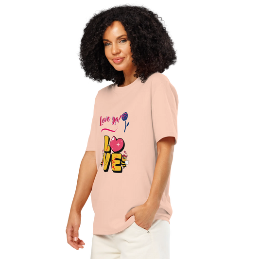 Love Ya! Love Bees Organic Ribbed Neck T-shirt