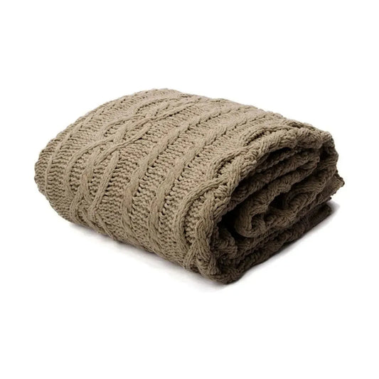 Asher Brown Knitted Throw Rug - Scarlett Rolling