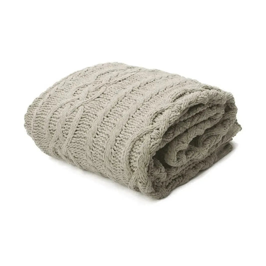 Asher Taupe Knitted Throw Rug - Scarlett Rolling