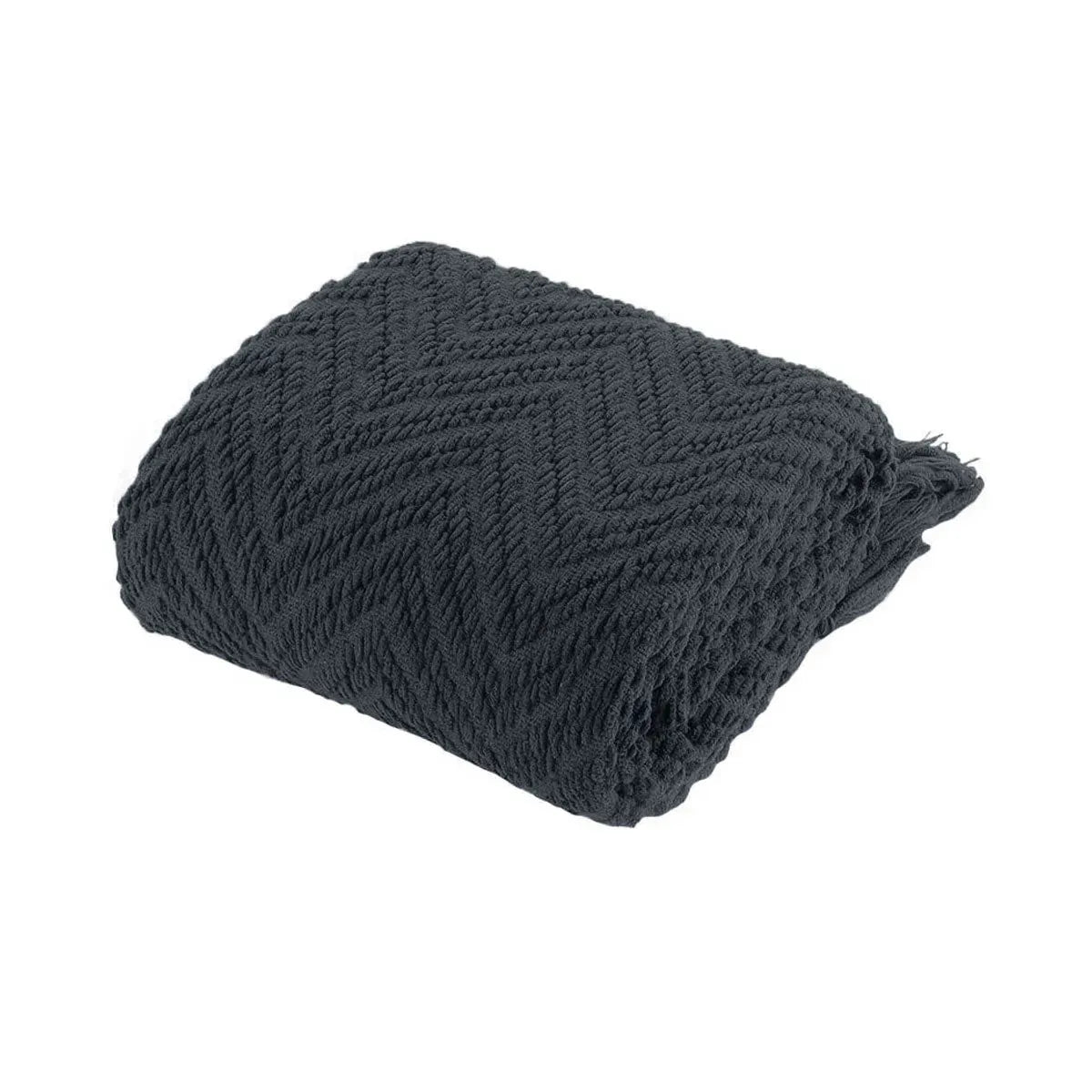 Ezra Charcoal Knitted Throw Rug - Scarlett Rolling