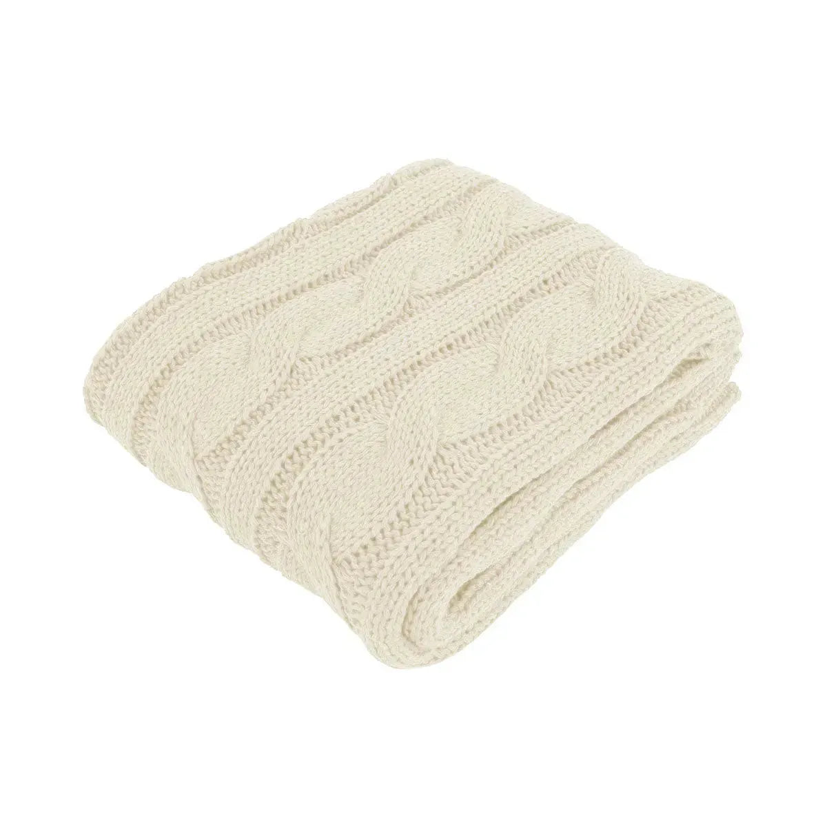 Hudson Cream Knitted Throw Rug - Scarlett Rolling