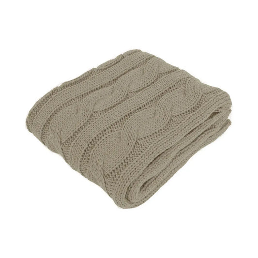 Hudson Latte Knitted Throw Rug - Scarlett Rolling