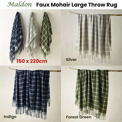 Bianca Maldon Faux Mohair Large Throw Rug 150 x 220 cm Forest Green - Scarlett Rolling