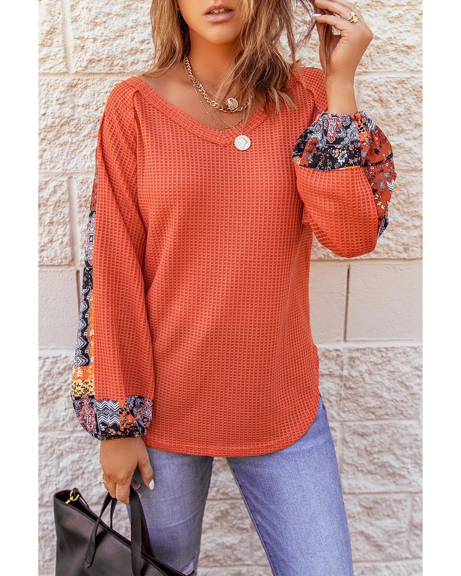 Azura Exchange Eyelet Thermal Knit Top - L - Scarlett Rolling