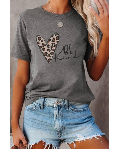 Azura Exchange Leopard Heart Shape Print Short Sleeve T-shirt - L - Scarlett Rolling