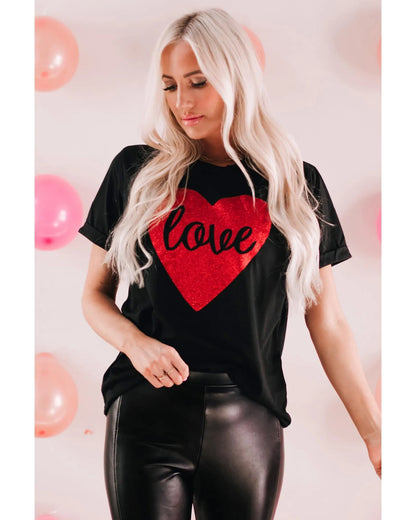 Azura Exchange Heart Shaped Glitter Print T-Shirt - M - Scarlett Rolling